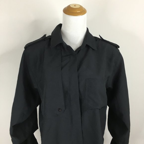 Vintage DVF DIANE VON FURSTENBERG Black Relaxed Fit Hidden Button Shirt - Picture 6 of 11